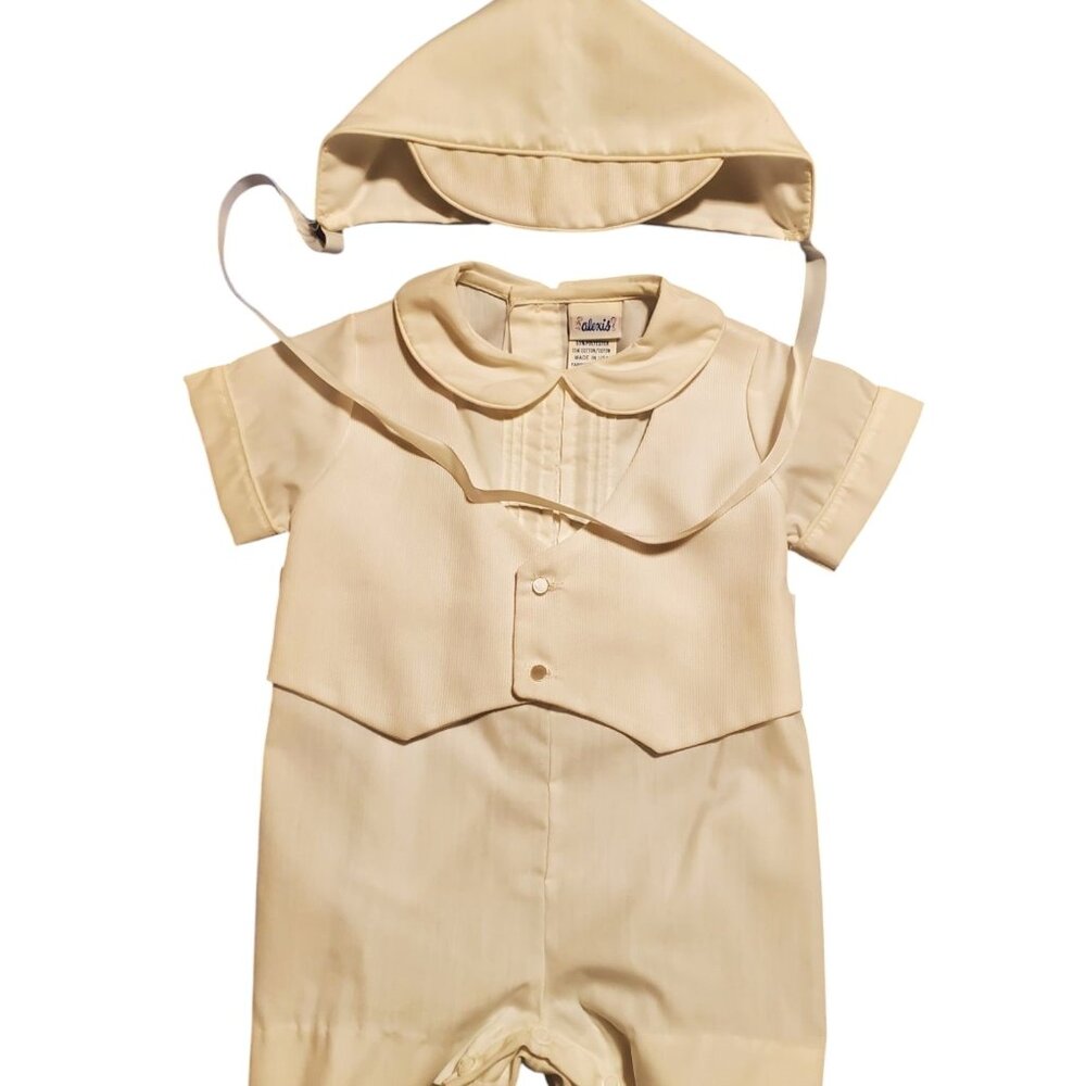 Alexis Baby Boy White Romper Suit Outfit 9M